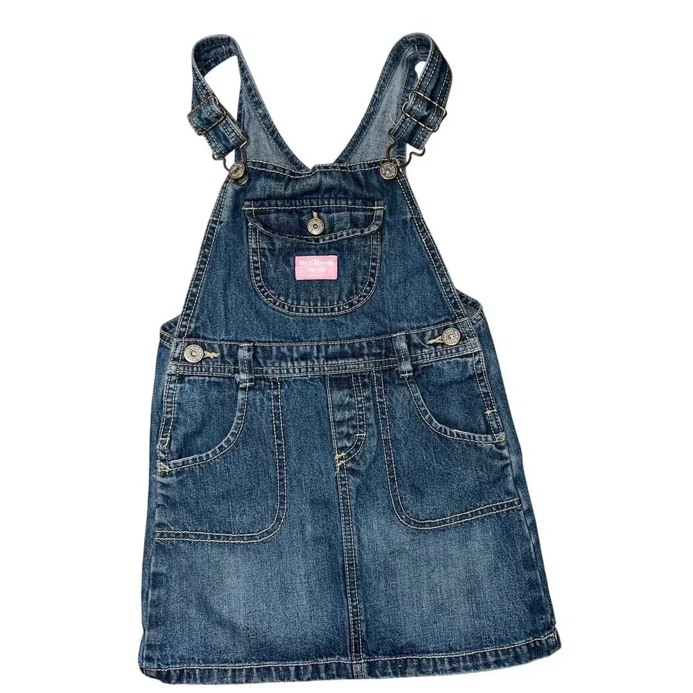 OshKosh B'gosh Y2K denim overall denim jean vestbek dress pink size girls 4
